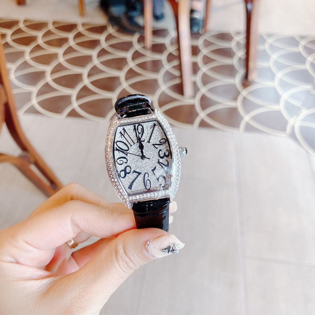 Đồng Hồ Davena Nữ Dây Da Đen 36mm Silver