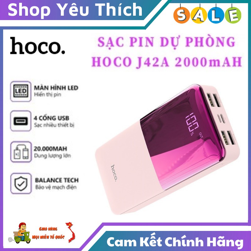 Sạc Dự Phòng ⭐FREE SHIP⭐ Sạc Dự Phòng  Hoco J42A 20000mAh Màn Hình Kỹ Thuật Số LED Hiển Thị Mức Năng Lượng Pin A+