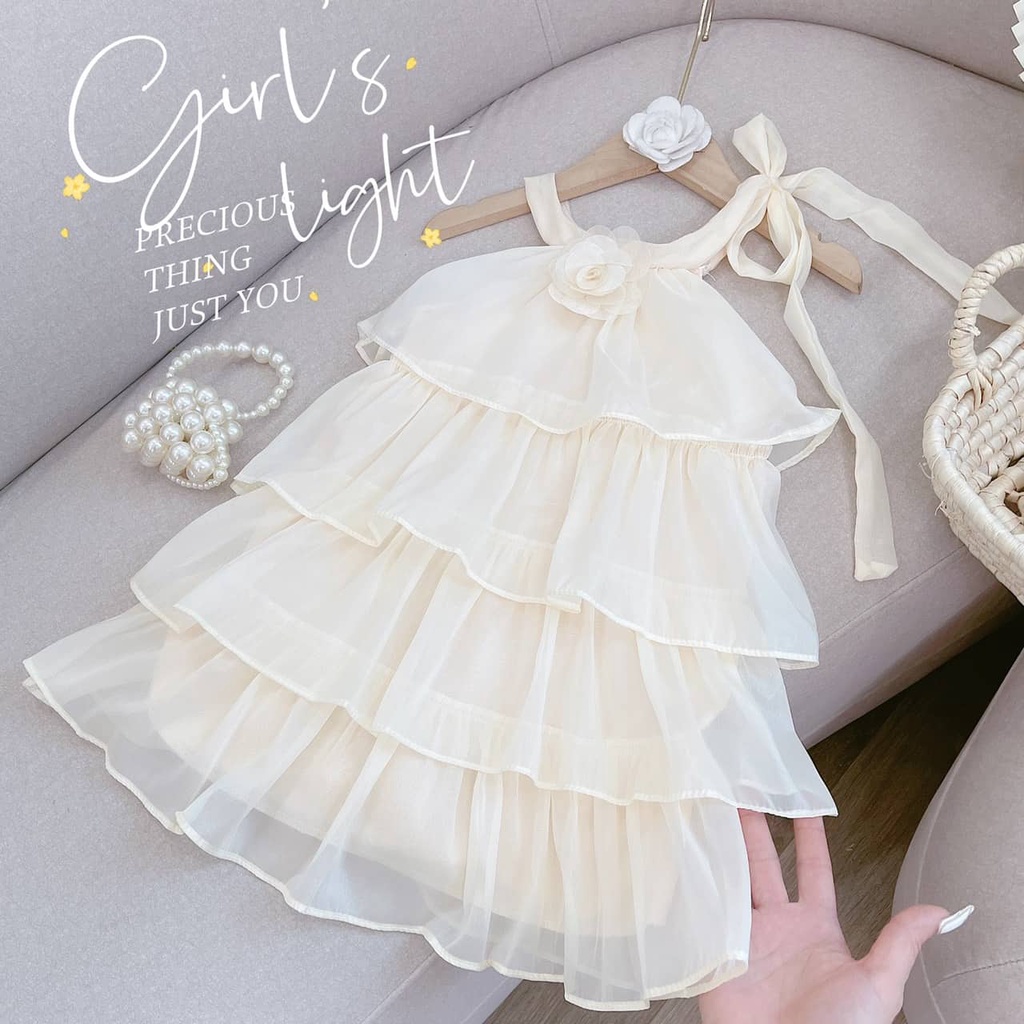 Váy tơ 4 lớp mềm mướt cho bé đi chơi,đi biển