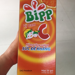 Kẹo ngậm BippC vị cam hộp 35 gói- tăng sức đề kháng cho bé