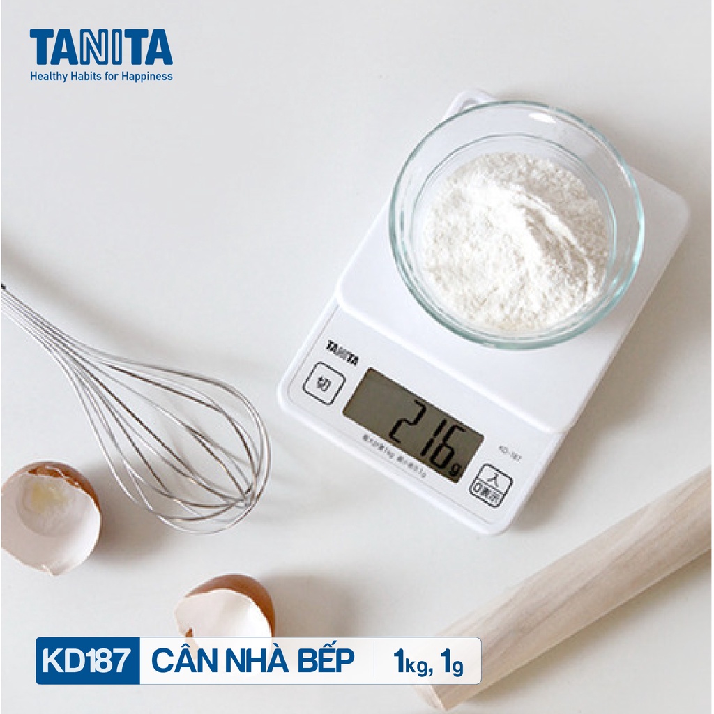 Cân tiểu ly nhà bếp điện tử TANITA KD187 1kg-1g chính hãng nhật bản,dùng làm bánh,thiết kế nhỏ gọn,bền,chính xác