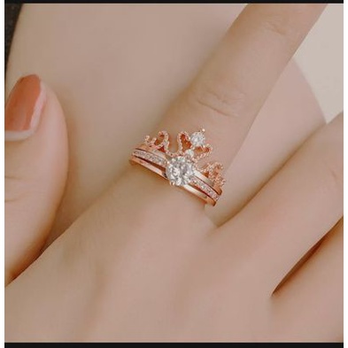 Nhẫn hở hình vương miệng đính đá zircon