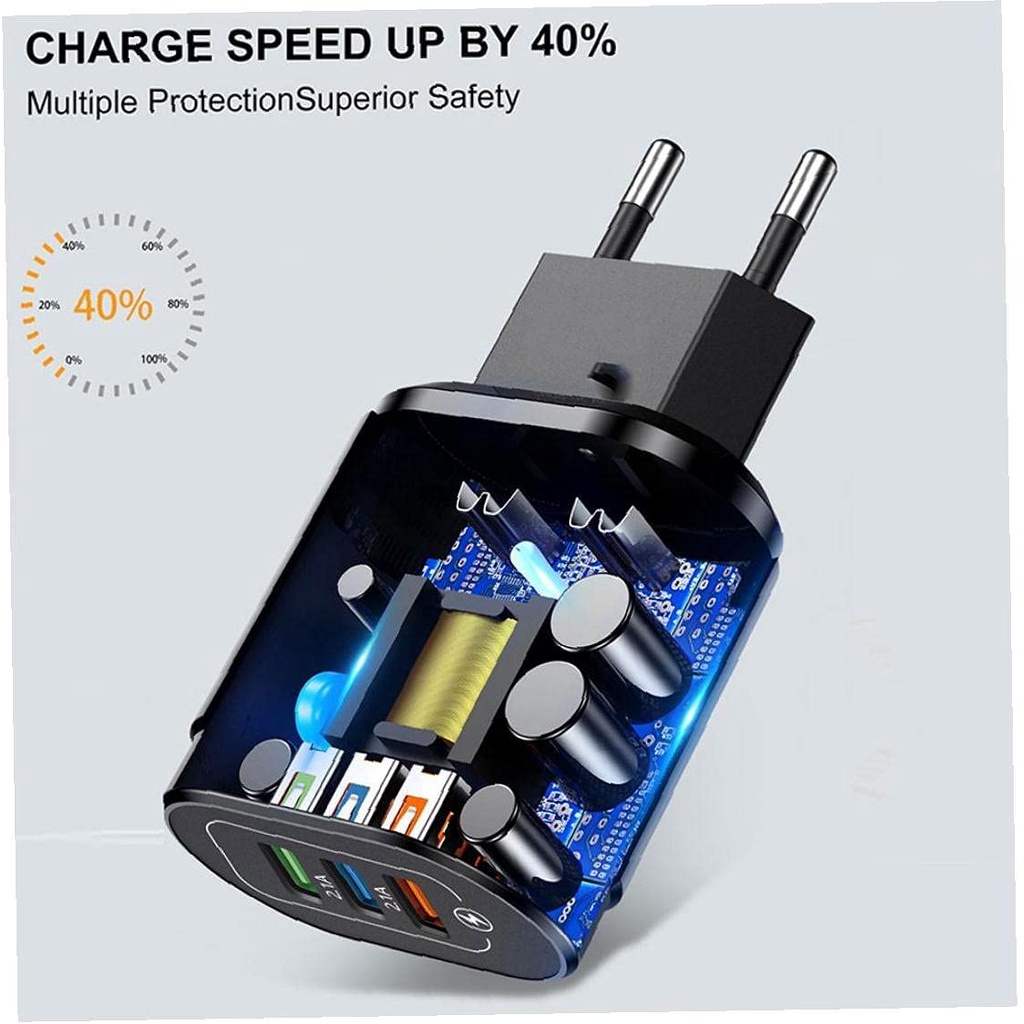 Củ sạc nhanh 5V 5A 3 cổng USB bền và chống Compatible for cháy cho Oppo Vivo Samsung