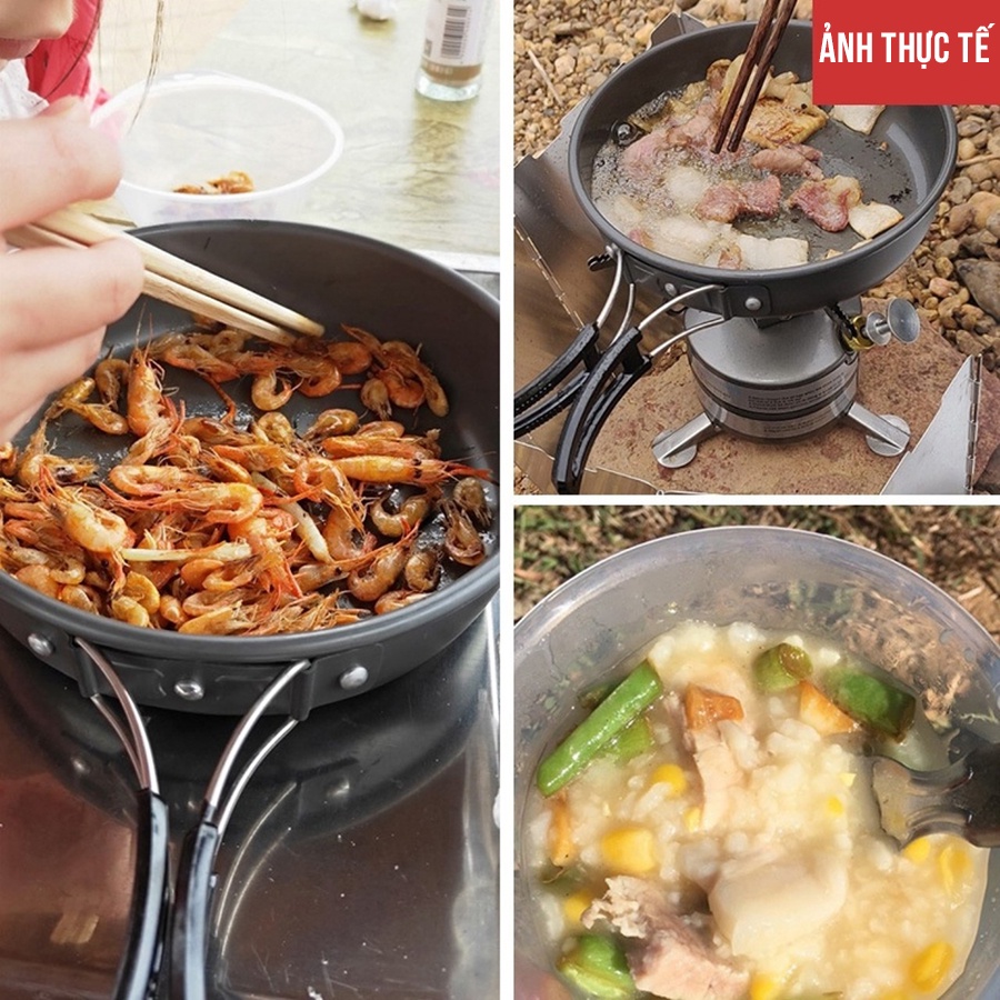 Bộ Nồi Dã Ngoại Nồi Ấm Cắm Trại 3 Món Bằng Nhôm Siêu Nhẹ Gồm Chảo Nồi Và Ấm Đun Nước Có Thể Gấp Gọn | BigBuy360 - bigbuy360.vn