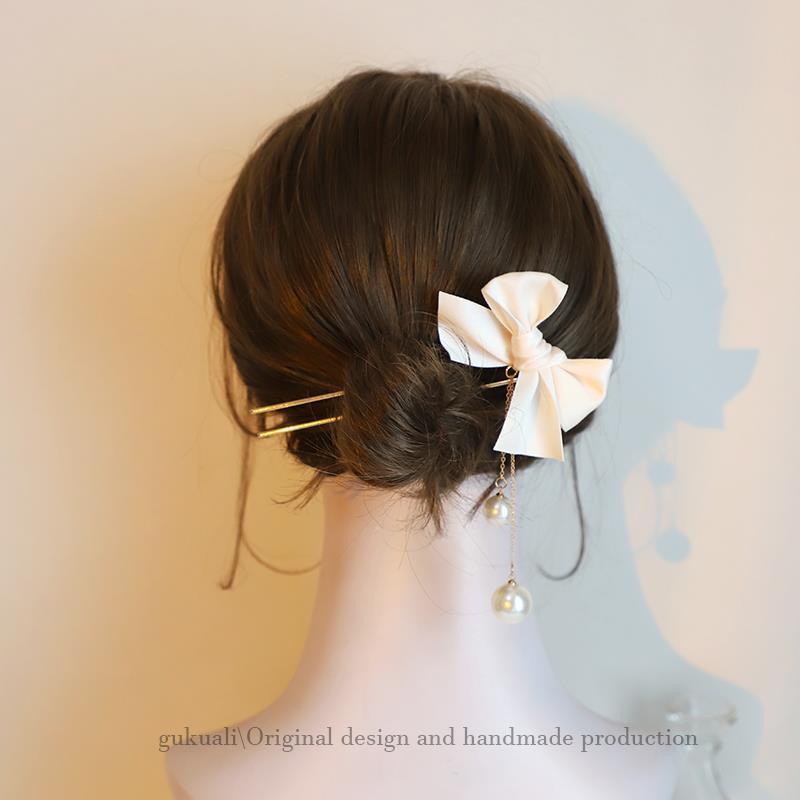 Kẹp Tóc Hình Nơ Đính Ngọc Trai Xinh Xắn