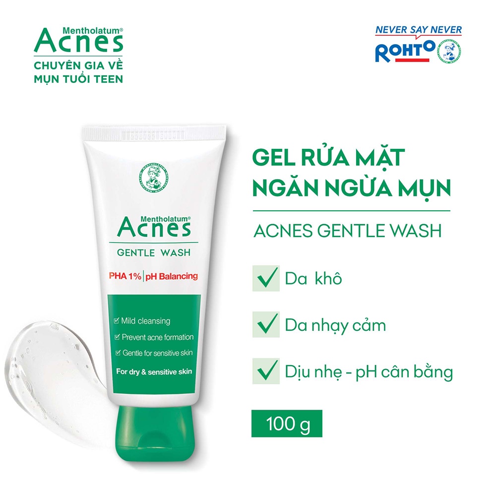 Gel rửa mặt ngăn ngừa mụn Acnes Gentle Wash 100g