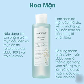 Nước Cân Bằng Mamonde Loại Bỏ Da Chết Cho Da Hỗn Hợp 250ml Aqua Peel Toner