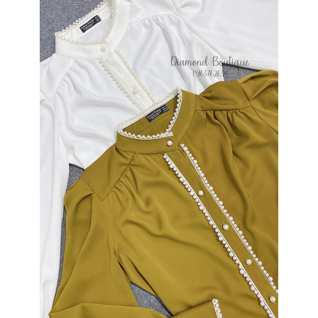 Áo Sơ Mi Nữ Dài Tay VÀNG LÚA ĐÍNH TRAI