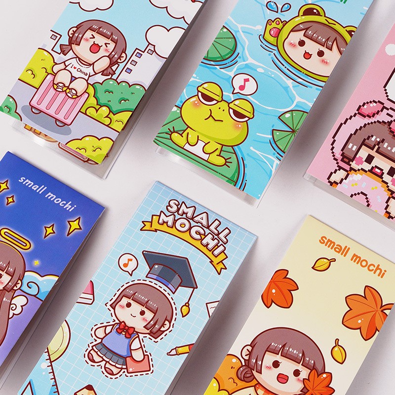 Peach 6Pcs Small potato cute cartoon girl PET sticker bag Journal Scrapbook Decor Sticker