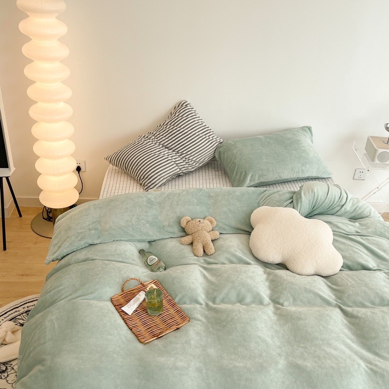 Set Bộ Vỏ Nỉ Nhung Sữa Mềm Mịn Cho Mùa Đông Ấm Áp _ shinbedding