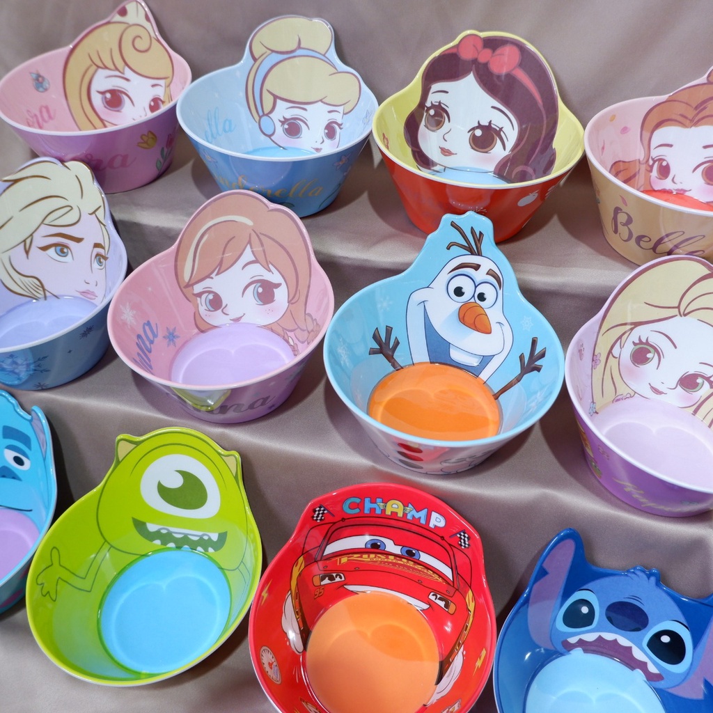 Chén tô ăn dặm nhựa melamine cho trẻ em Disney Frozen Mickey Minnie Car Mcqueen Princess Sulley Mike Donlad Elsa