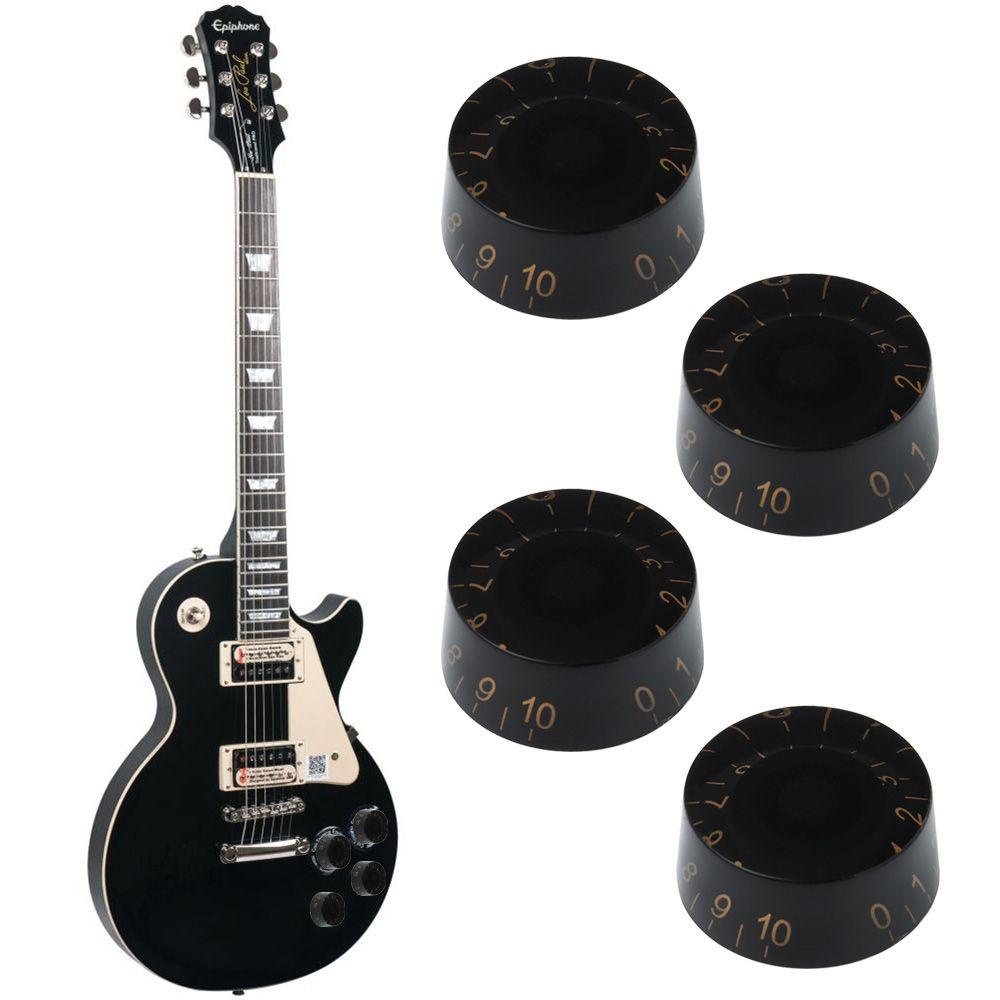 CHOOKEY Nút Điều Chỉnh Âm Lượng Tông Màu Đen Với Số Màu Vàng Kim Cho Đàn Guitar Bass Les Paul LP