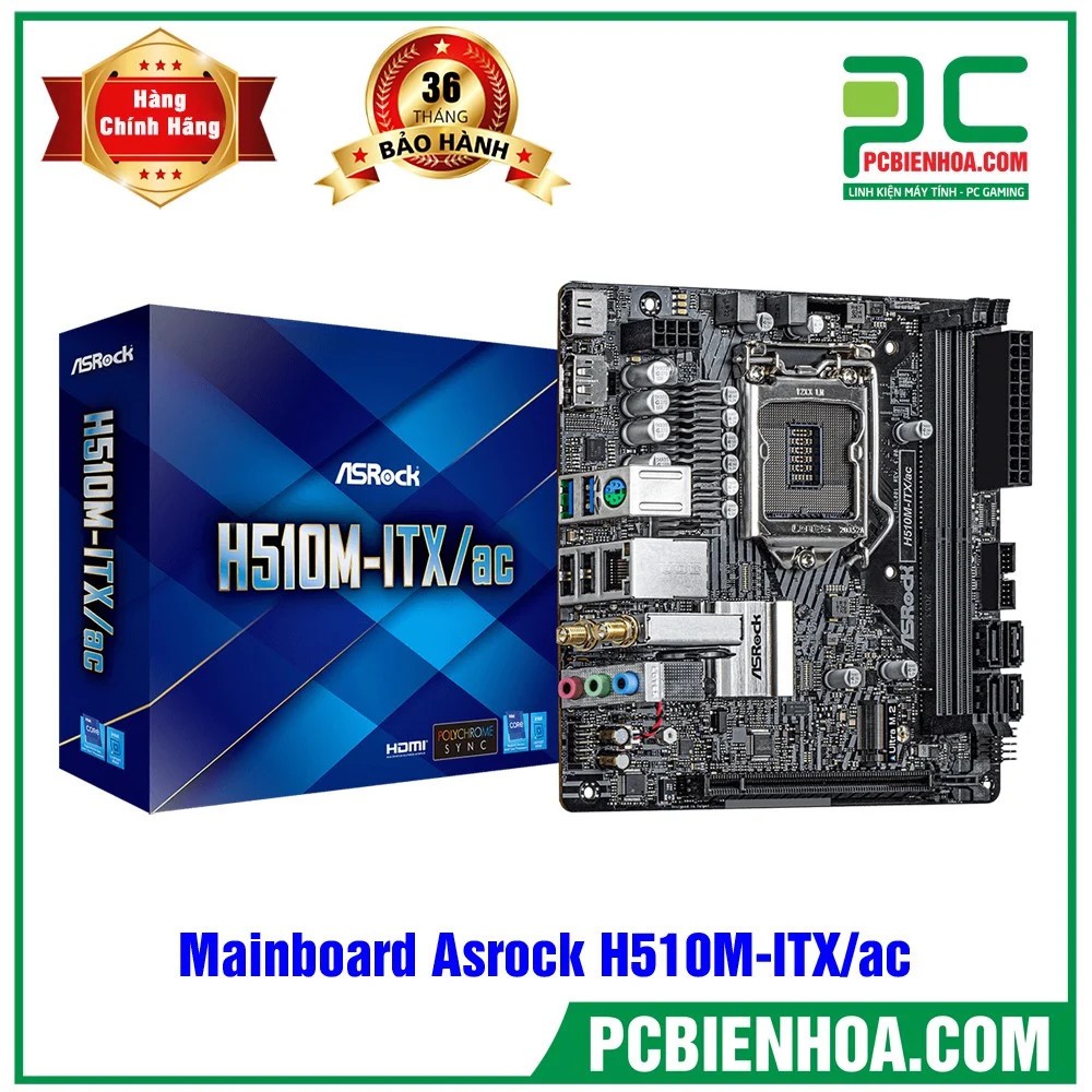 [Mã SKAMPUSHA8 giảm 8% đơn 300K] MAINBOARD ASROCK H510M-ITX/AC ( CHẠY CPU 10TH VÀ 11TH )