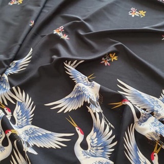 Vải lụa họa tiết chim hạc