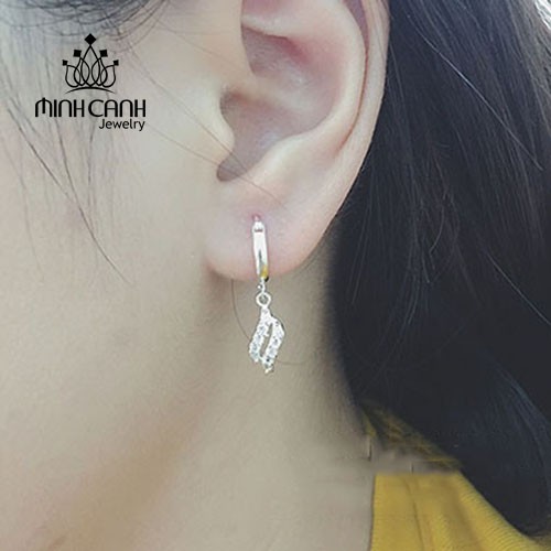 Bông Tai Bạc Nữ Dạng Sóng Khóa Bấm Tròn - Minh Canh Jewelry
