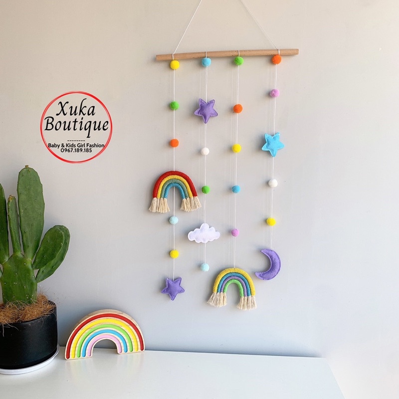 Phụ Kiện Treo Tường Kẹp Tóc Cho Bé Hình Cầu Vồng Màu Sắc Đẹp Mắt Thích Hợp Trang Trí Phòng