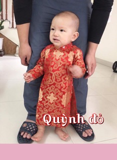 Áo dài gấm bé trai loại 1(gồm khăn áo quần)