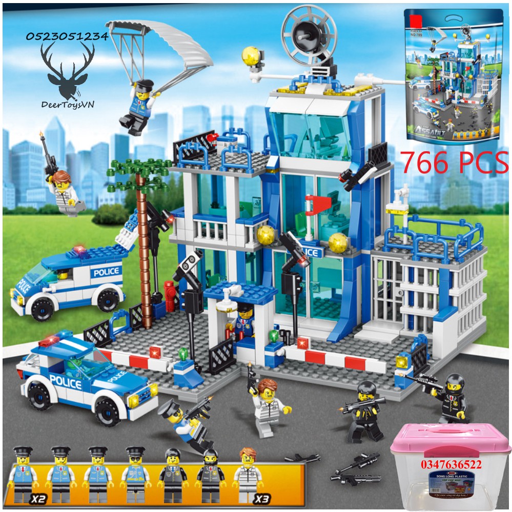 [Mã LIFEXANH03 giảm 10% đơn 500K] ĐỒ CHƠI XẾP HÌNH LEGO TRỤ SỞ CẢNH SÁT 766 MẢNH, LEGO OTO SWAT - 16 TẠO HÌNH CÙNG LÚC