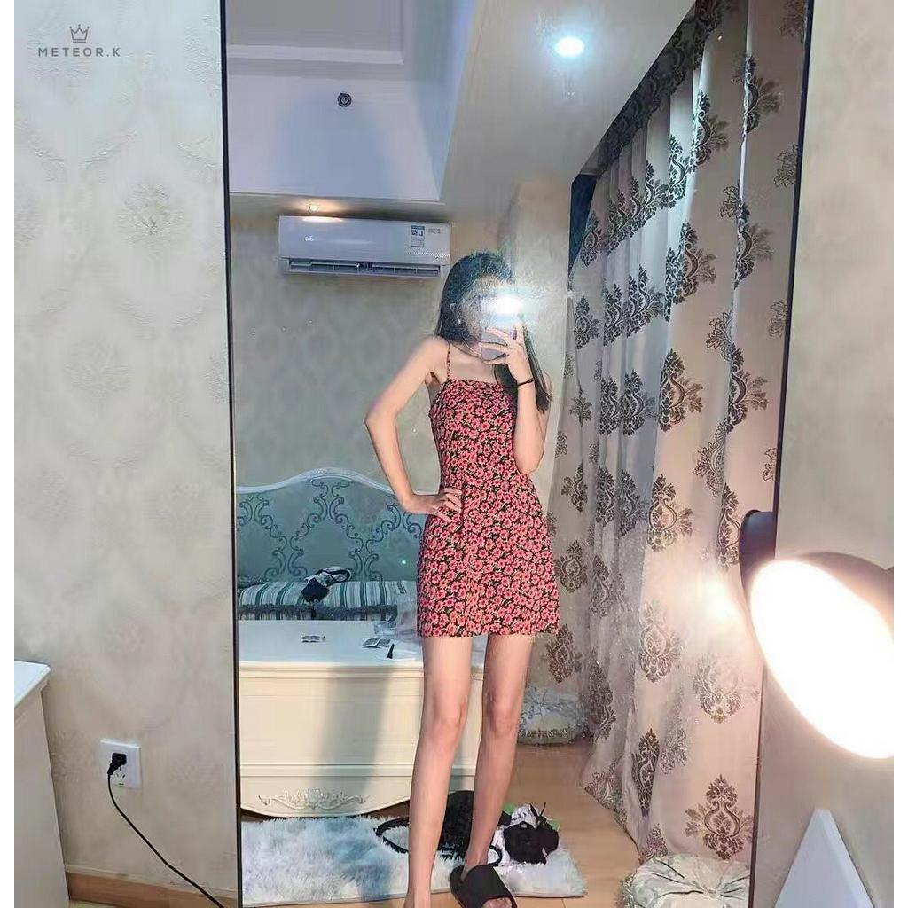 Đầm Hoa Hai Dây Phong Cách Hàn Quốc Thanh Lịch Dành Cho Nữ