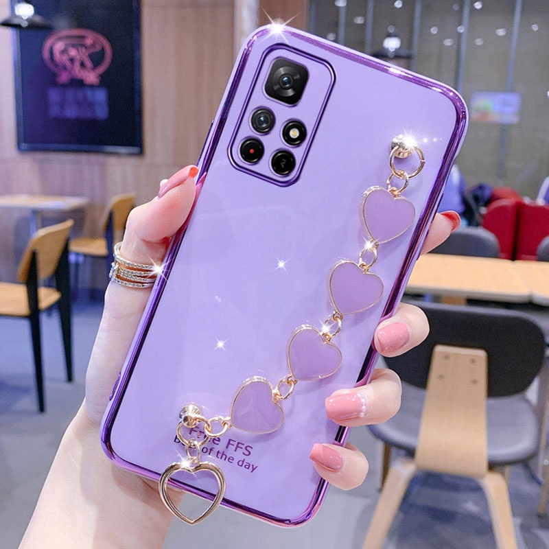 Ốp Điện Thoại Silicone Mềm Mạ Hình Trái Tim Cho Xiaomi Redmi Note 11 11S 10 10S 9 11T Pro Redmi10 X3GT