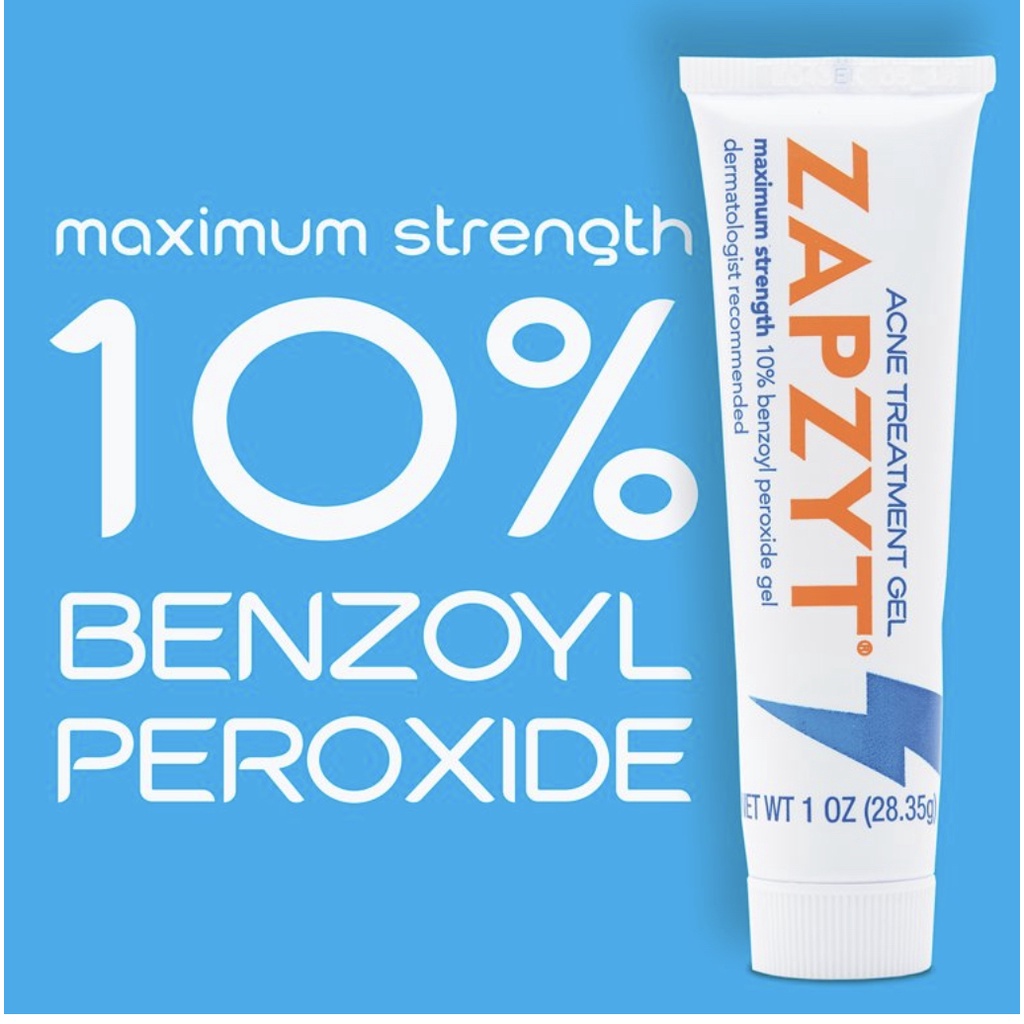 Gel giảm mụn Zapzyt Maximum Strength 10% Benzoyl Peroxide Ance Treatment Gel 28.35g