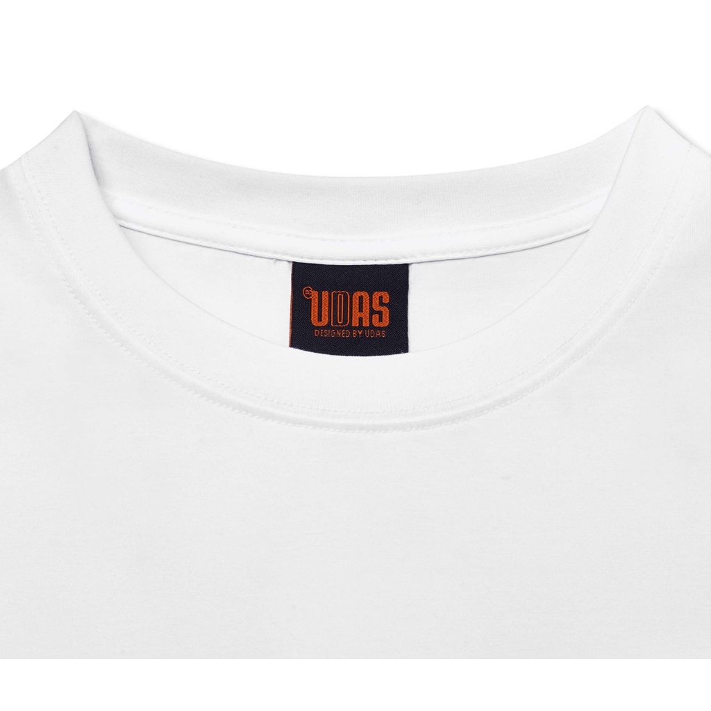 Áo thun tay lỡ UDAS phông Unisex nam nữ Cotton oversize form rộng SIGNATURE - Trắng