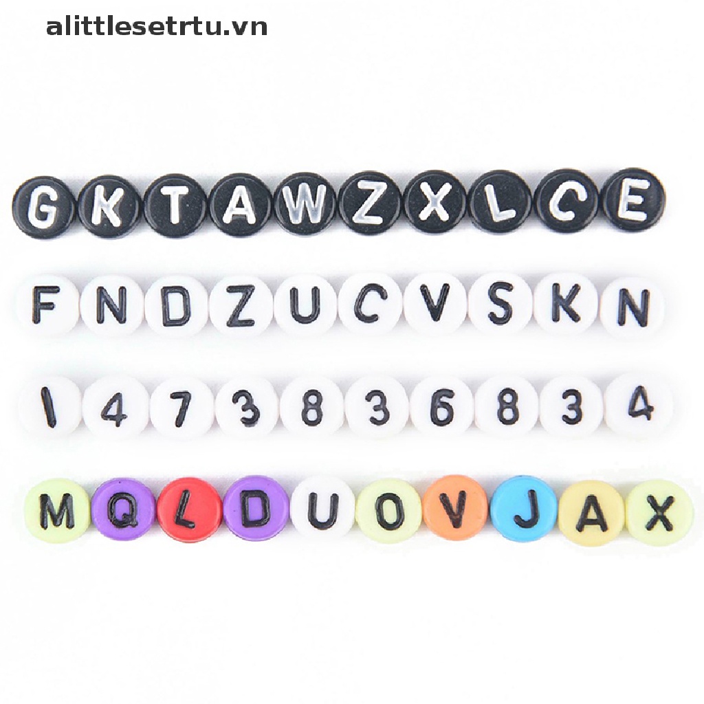 Set 200 Hạt Xâu Chuỗi Khắc Chữ Cái Dùng Để Làm Trang Sức DIY