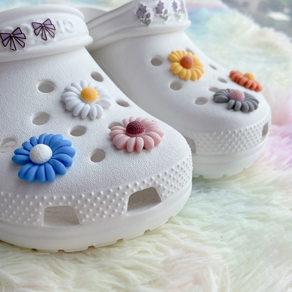 sticker dép crocsSet 6 Phụ Kiện Nút Giày Diy Chuyên Dụng#Daisy Nhỏ