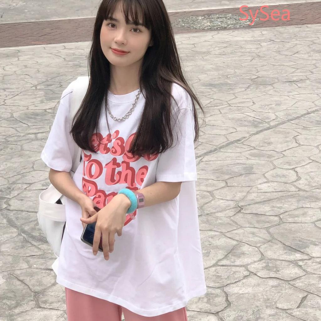 Áo Thun Tay Ngắn Chất Cotton Thiết Kế Dáng Rộng Che Khuyết Điểm