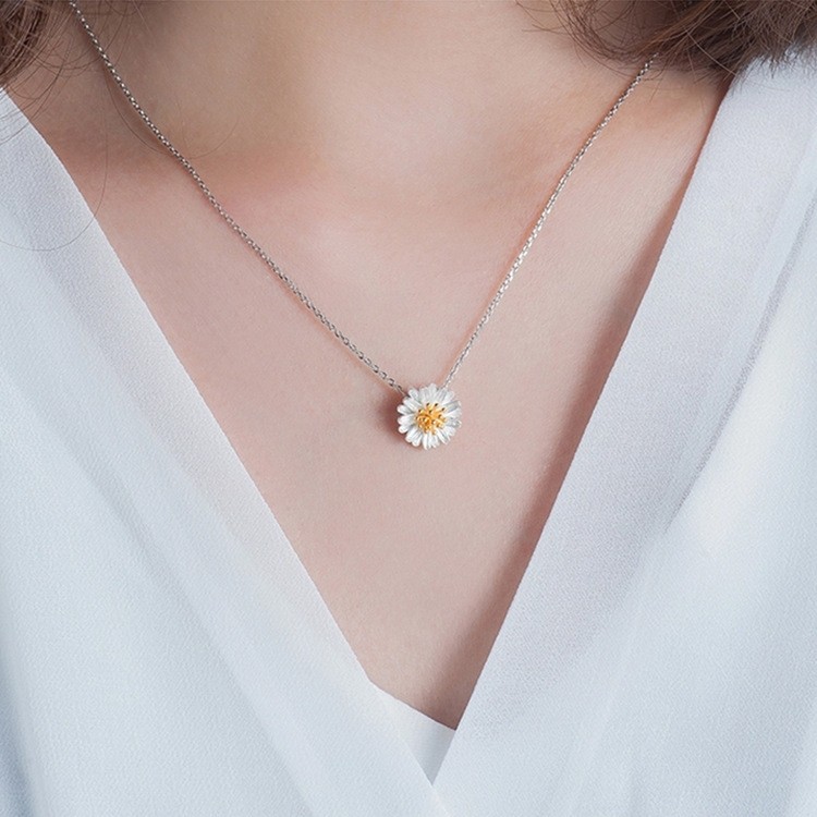 Dây chuyền hoa cúc nhỏ xinh, bạc S925 - DC108