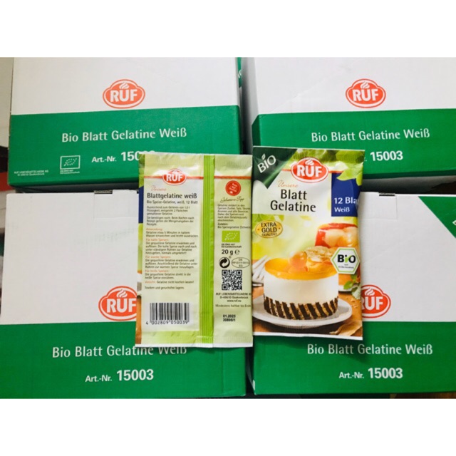 Gelatine hữu cơ dạng lá - Nguyên gói 12 lá