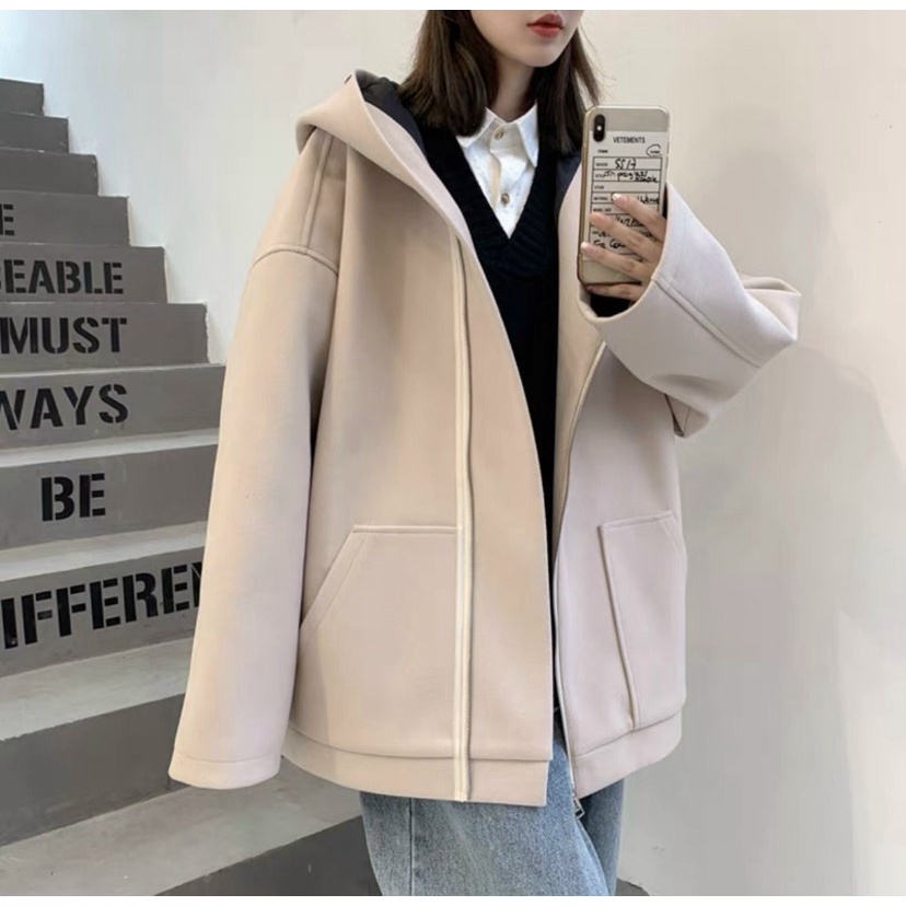 Áo Khoác Nỉ Nam Nữ 2 Lớp Trơn Kiểu Dáng Giả Vest Nón Cực To Chống Nắng Tốt U371 [DUBAI_STORE]
