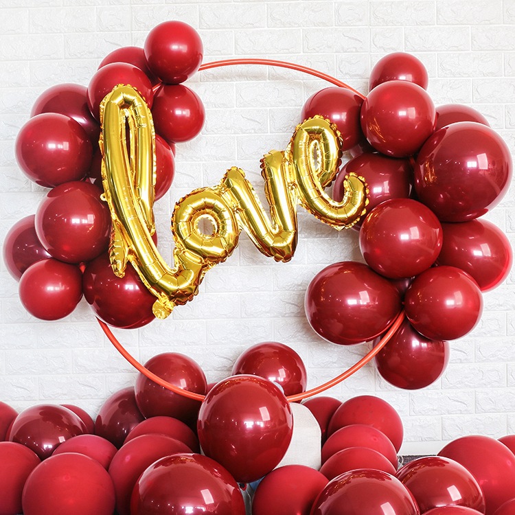 10Pcs Latex Heart Balloons/I Love You Shape Letter Foil Balloon/Anniversary Wedding Valentine's Day Party Supplies Decorations/Photography Background Props