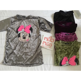 Đầm nhung thêu mickey kim sa