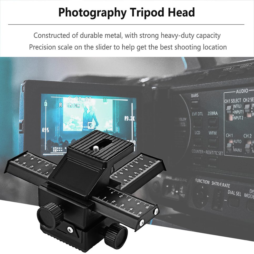 Pro 4 Way Macro-Focusing Rail Slider Close-up Shooting Photography Tripod Head