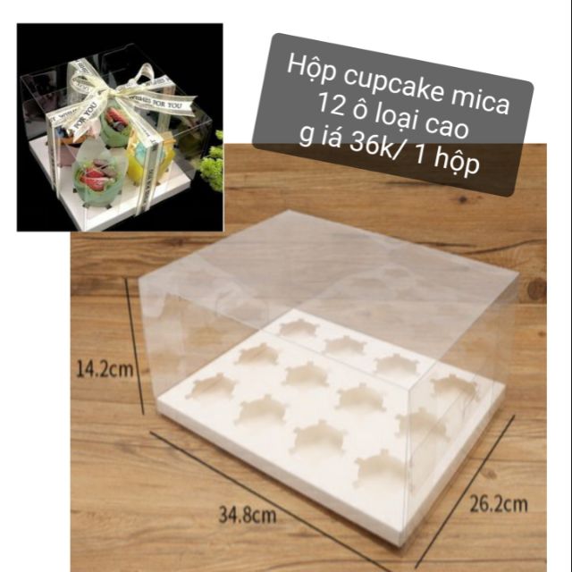 Hộp đựng cupcake mica 12 ô ( 5 hộp)