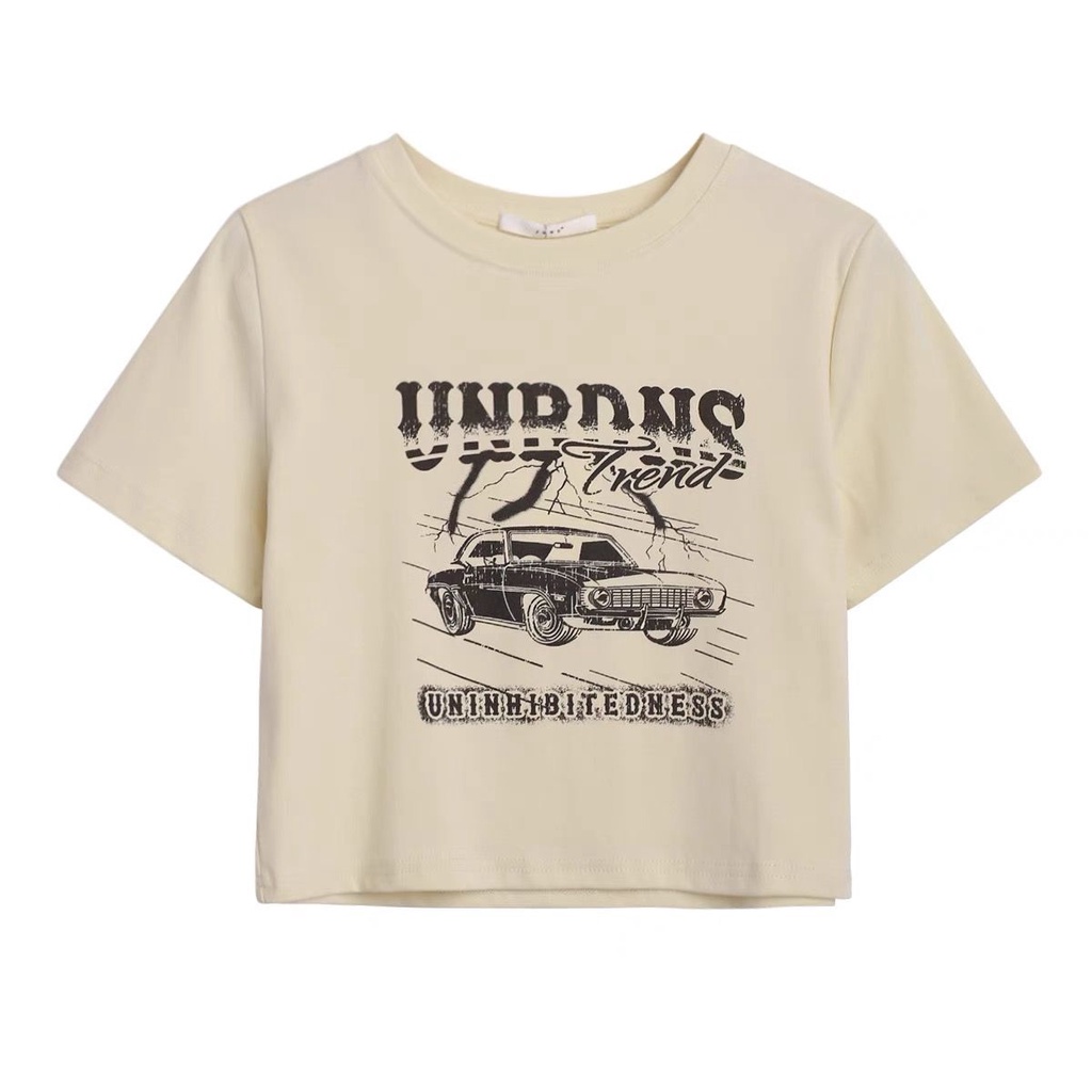 ❖Áo Thun Ngắn Lưng Cao Dáng Ôm Dễ Phối Đồ Thời Trang Cho Nữ