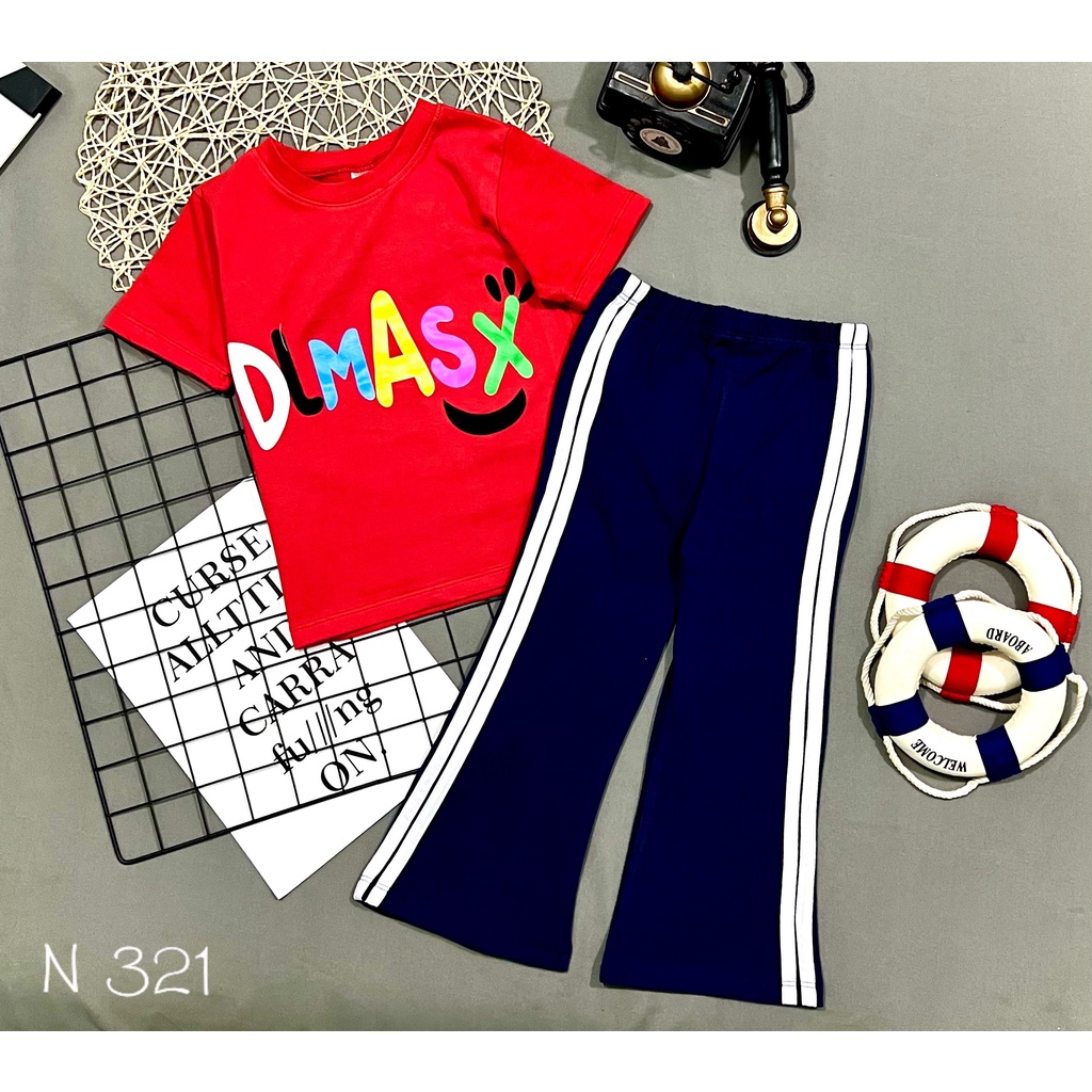 [22-35kg] Bộ bé gái size đại thể thao áo tay ngắn quần dài thun cotton 4 chiều Jennie kids J501