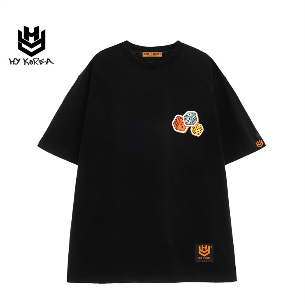 Áo thun unisex tay lỡ Mực Black Brird 744 HY KOREA nam nữ form rộng.