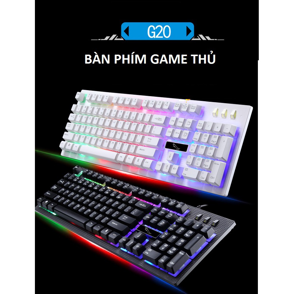 Bàn phím chơi game ⚡Bảo hành 6 Tháng⚡ Bàn phím có dây có led 7 màu phát sáng - Giả cơ dành cho game thủ G20