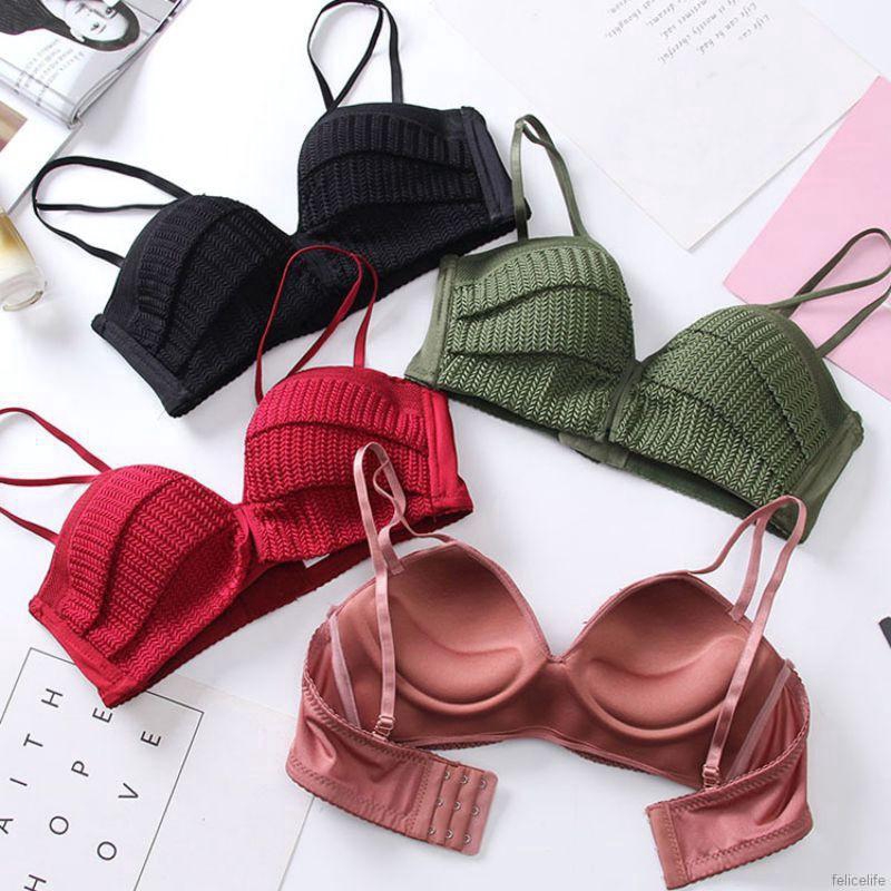 Áo ngực không gọng màu trơn viền ren quyến rũ cho nữ