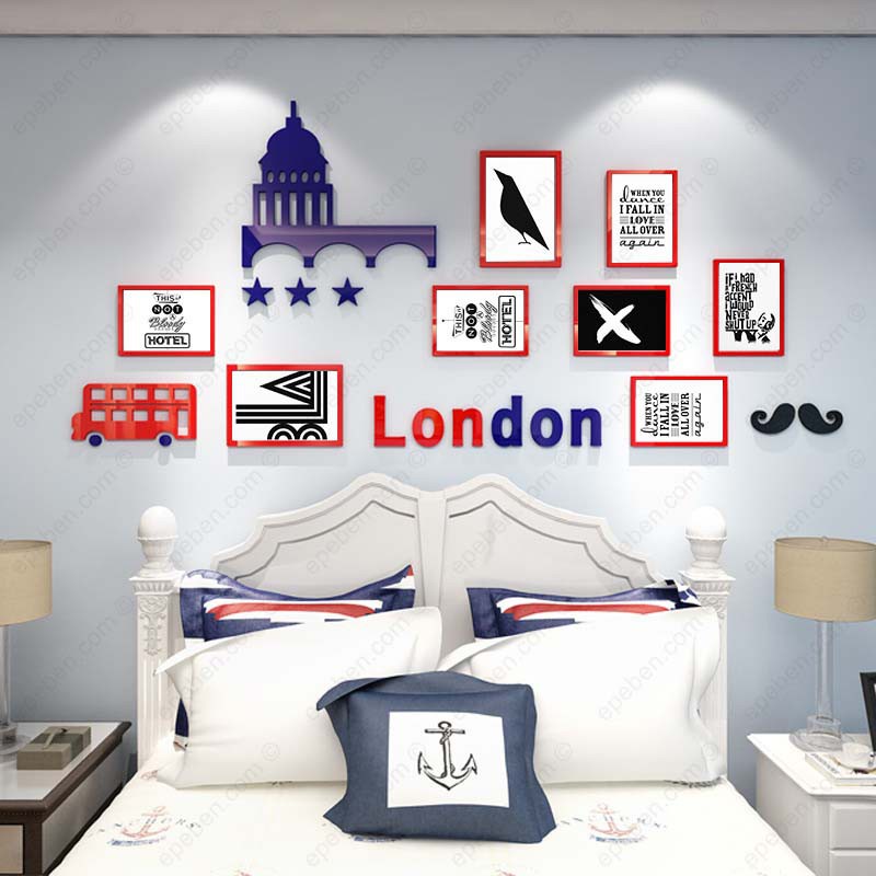 Tranh dán tường mica 3d decor khổ lớn khung ảnh phong cách london trang trí phòng khách, phòng họp Nhiều Size - EPeBen