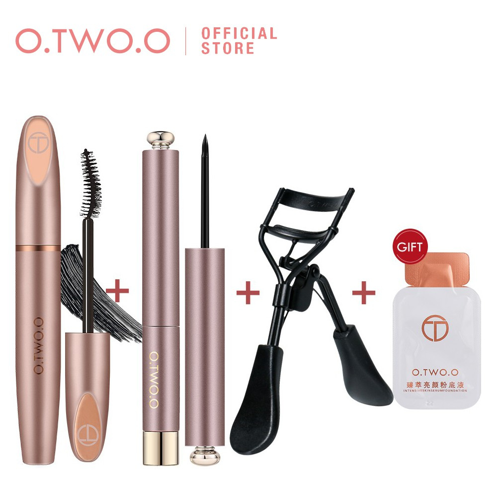 Bộ Mỹ Phẩm O.TWO.O Gồm Mascara + Kẻ Mắt + Kem Nền + Dụng Cụ Bấm Mi 120g perfect