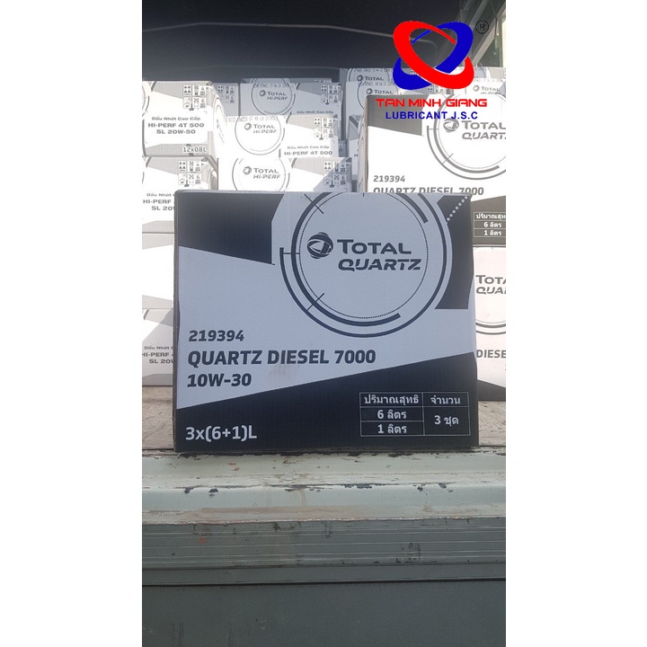 7L Nhớt động cơ ô tô diesel TOTAL QUARTZ D.7000 CI-4 10W30 combo 6L + 1