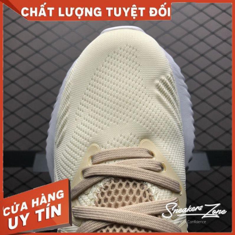 (FREE SHIP + HỘP + QUÀ) Giày thể thao sneaker nam nữ ALPHABOUNCE Beyond 2018 Cream deep red Kem gót đỏ đậm