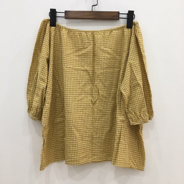 [Góc Thanh Lí] Áo trễ vai họa tiết gingham | BigBuy360 - bigbuy360.vn