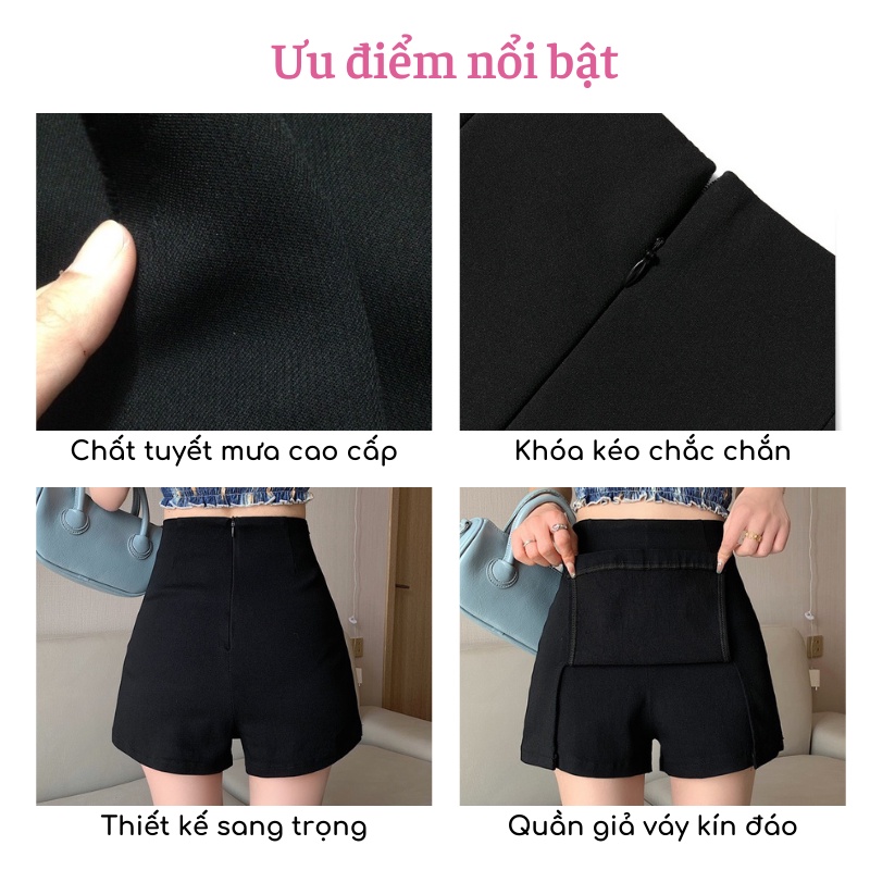 Quần giả váy nữ chữ A cạp cao xẻ tà có bigsize đẹp phong cách trẻ trung duyên dáng năng động Mely Fashion CV11