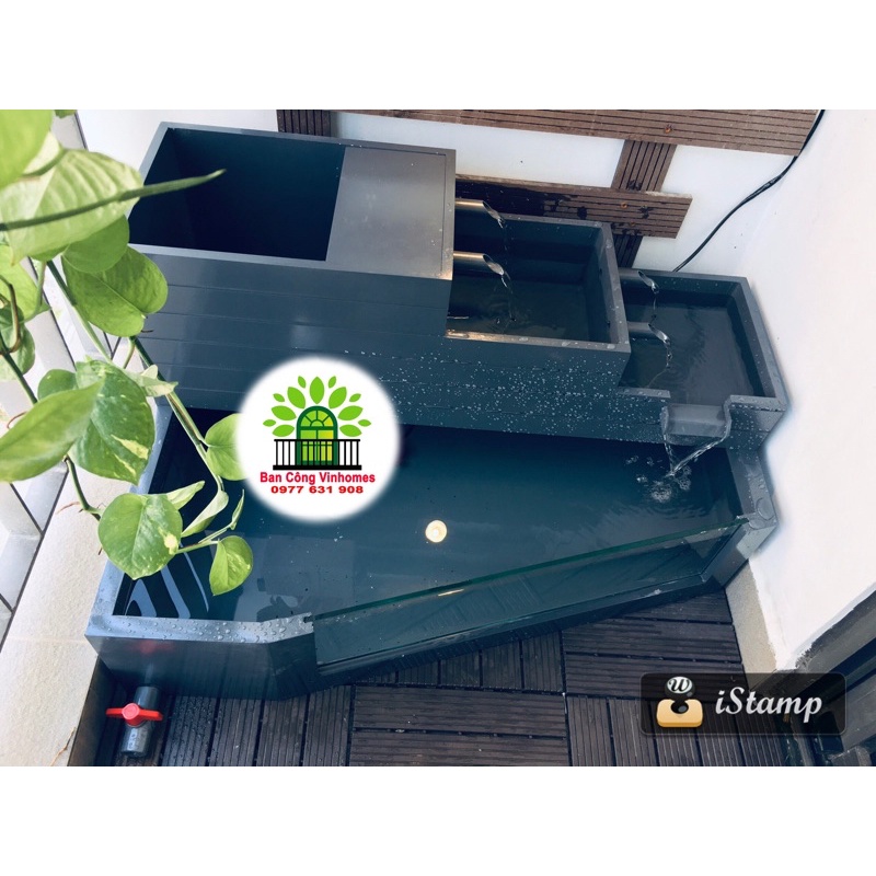 Bể cá, bể trồng sen, súng… trang trí tiểu cảnh ban công