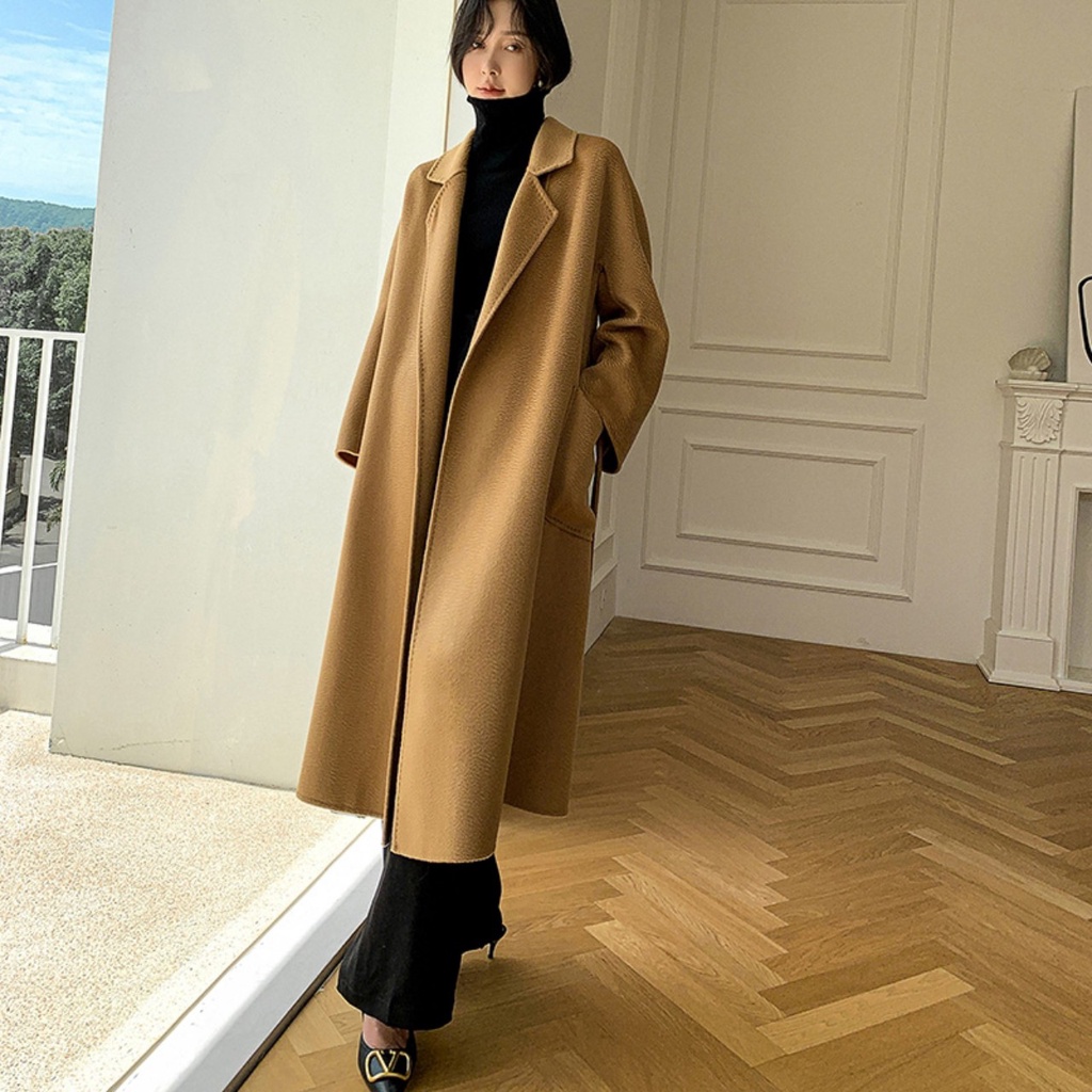 Áo choàng cashmere cao cấp dáng dài thắt đai thời trang sang trọng quý phái phong cách hàn trẻ trung. hàng QC KCC1009 | BigBuy360 - bigbuy360.vn