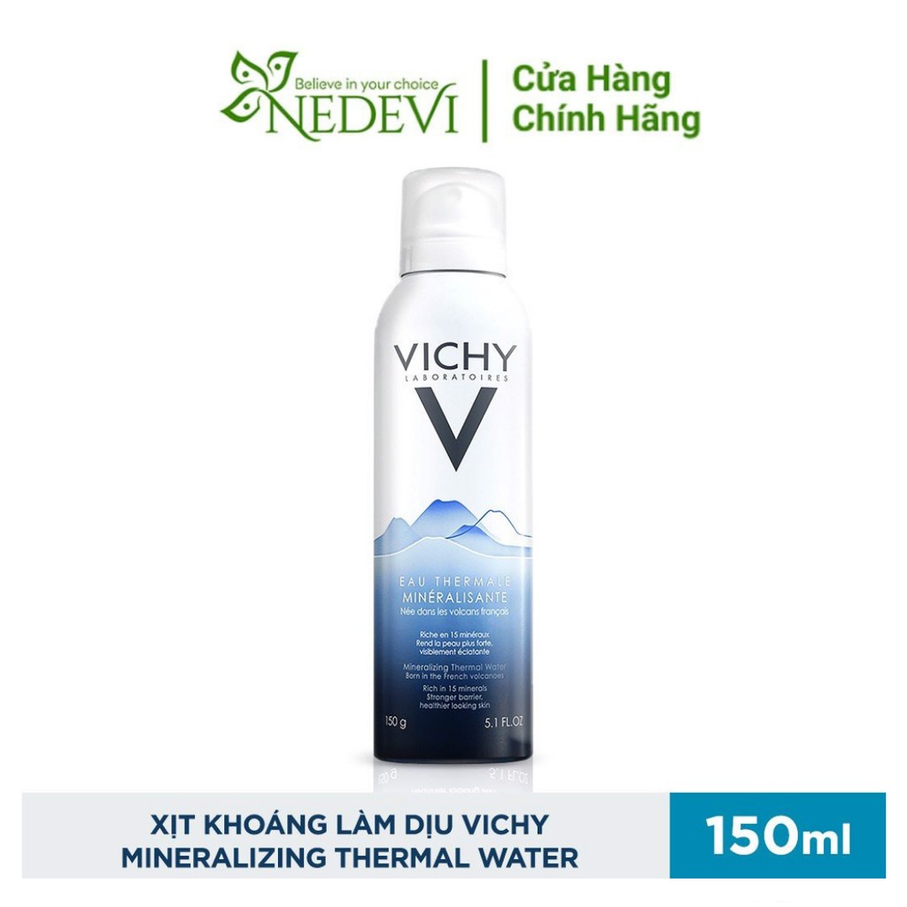 Xịt khoáng Vichy Mineralizing Thermal Water dưỡng da, cấp ẩm và bảo vệ da 150ML, 300ML - NEDEVI Chính Hãng
